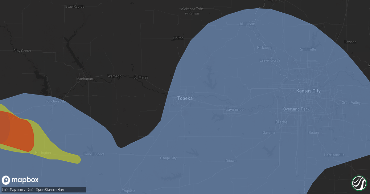 Hail map in Topeka, KS on May 19, 2024