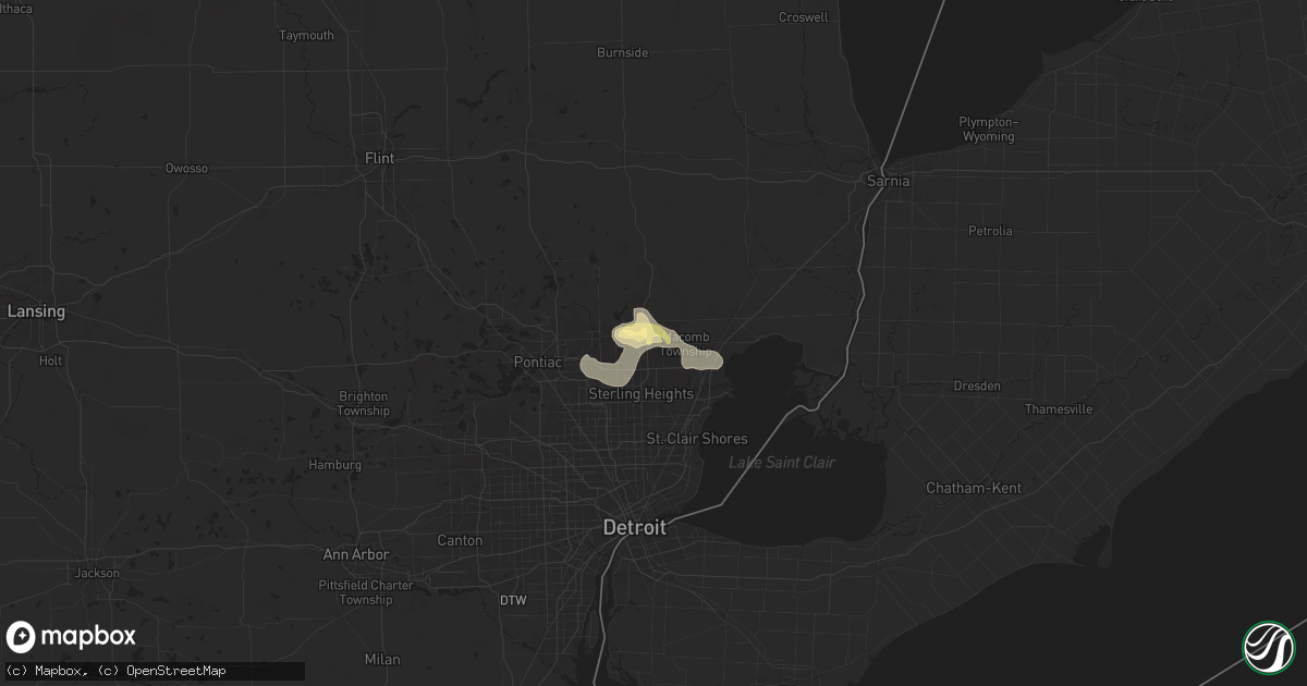 Hail map in Utica, MI on May 19, 2024