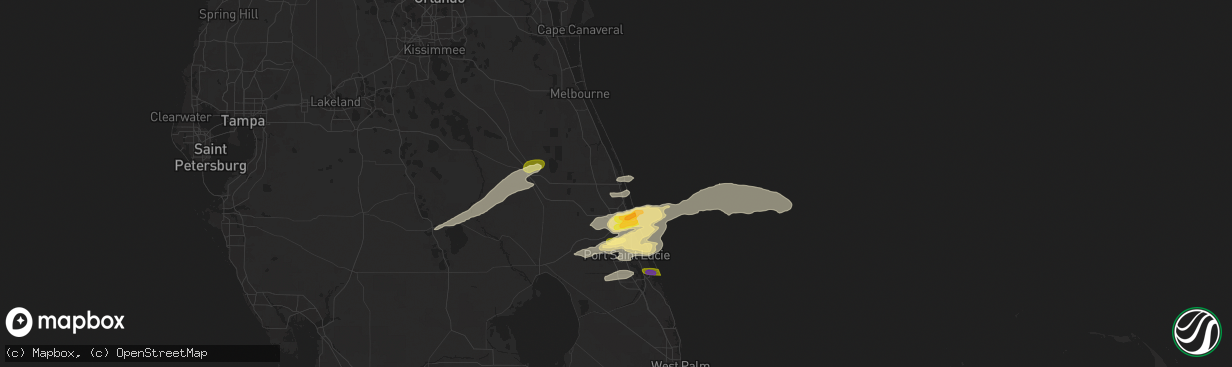 Hail map in Vero Beach, FL on May 19, 2024