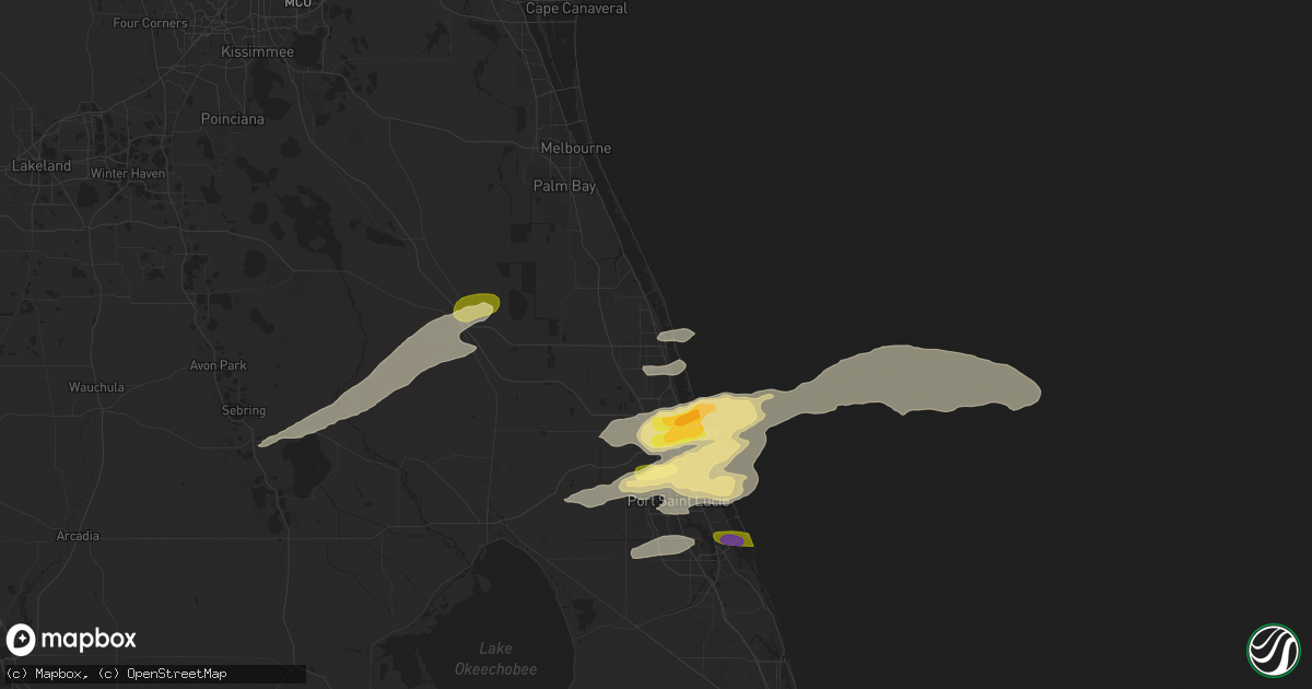 Hail map in Vero Beach, FL on May 19, 2024