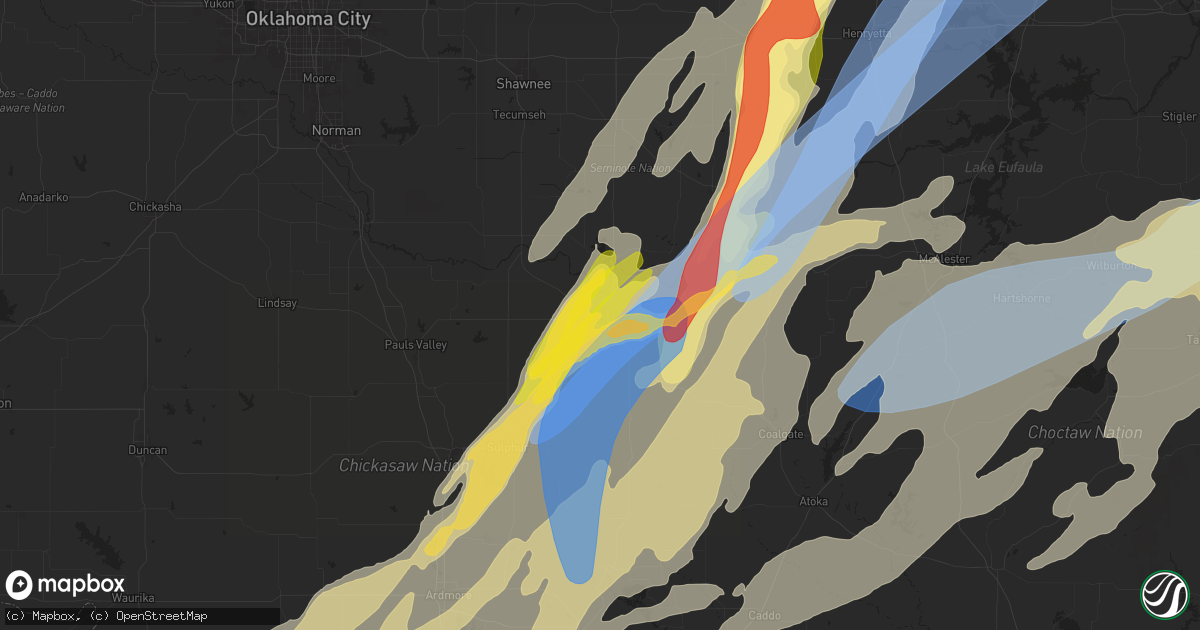 Hail map in Ada, OK on May 19, 2025