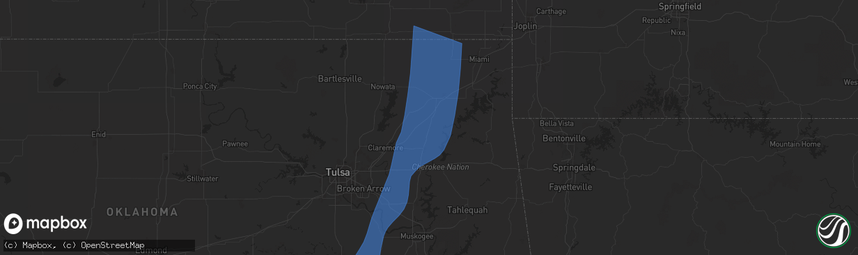 Hail map in Adair, OK on May 19, 2025