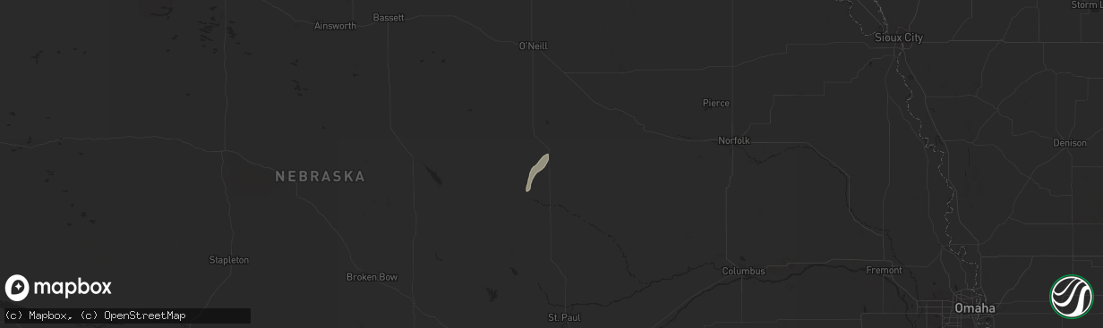 Hail map in Bartlett, NE on May 19, 2025