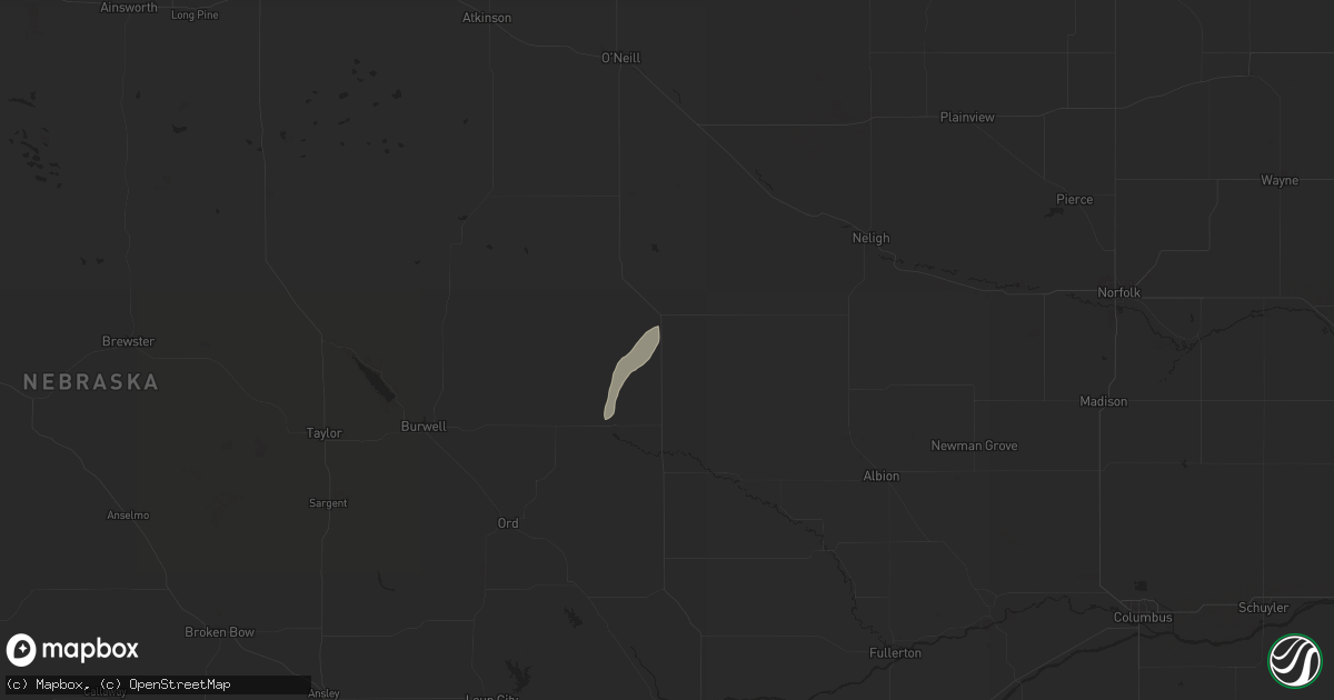 Hail map in Bartlett, NE on May 19, 2025