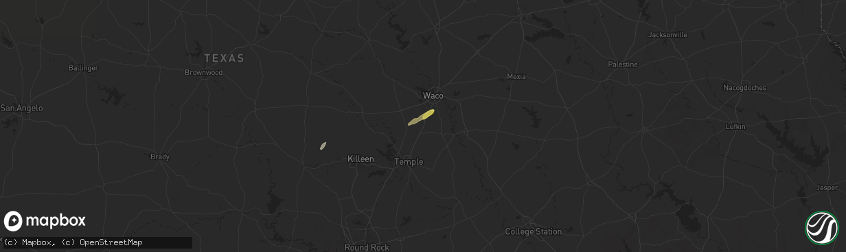 Hail map in Bruceville, TX on May 19, 2025