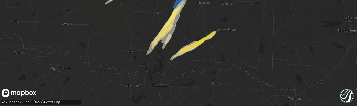 Hail map in Caddo, OK on May 19, 2025