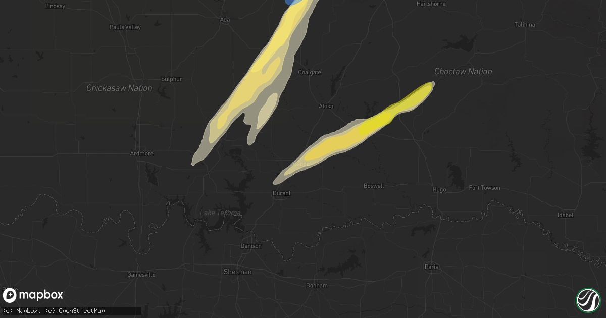 Hail map in Caddo, OK on May 19, 2025