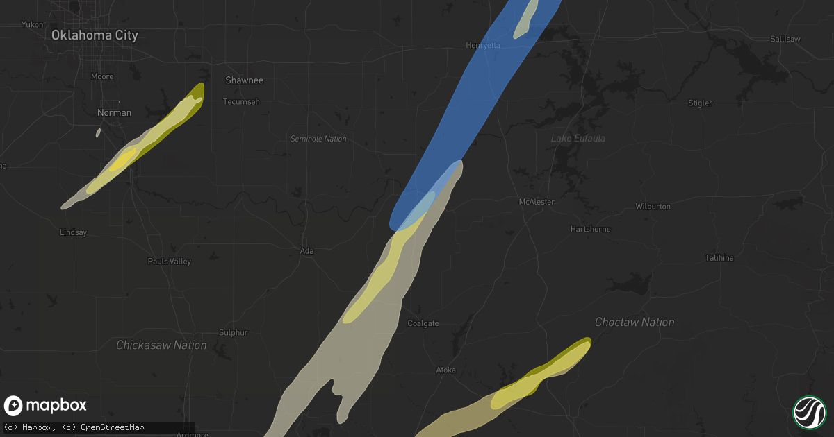 Hail map in Calvin, OK on May 19, 2025