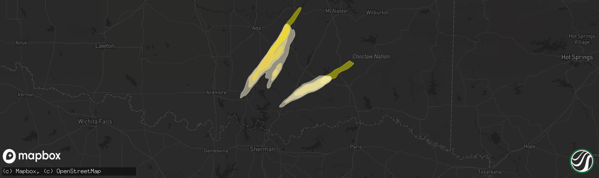 Hail map in Caney, OK on May 19, 2025