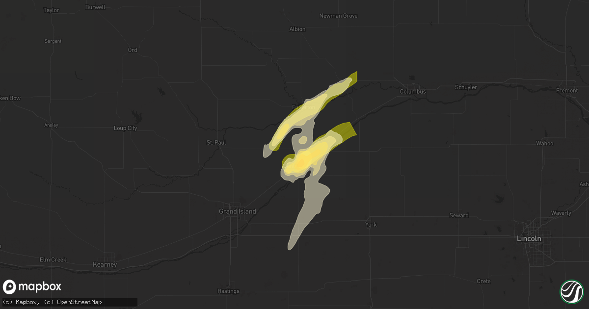 Hail map in Central City, NE on May 19, 2025