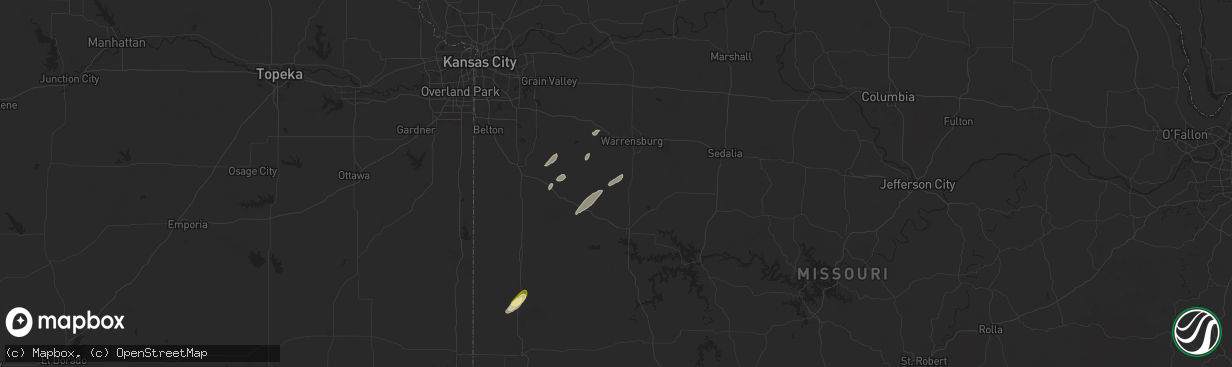 Hail map in Chilhowee, MO on May 19, 2025