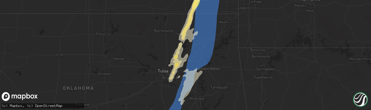 Hail map in Claremore, OK on May 19, 2025