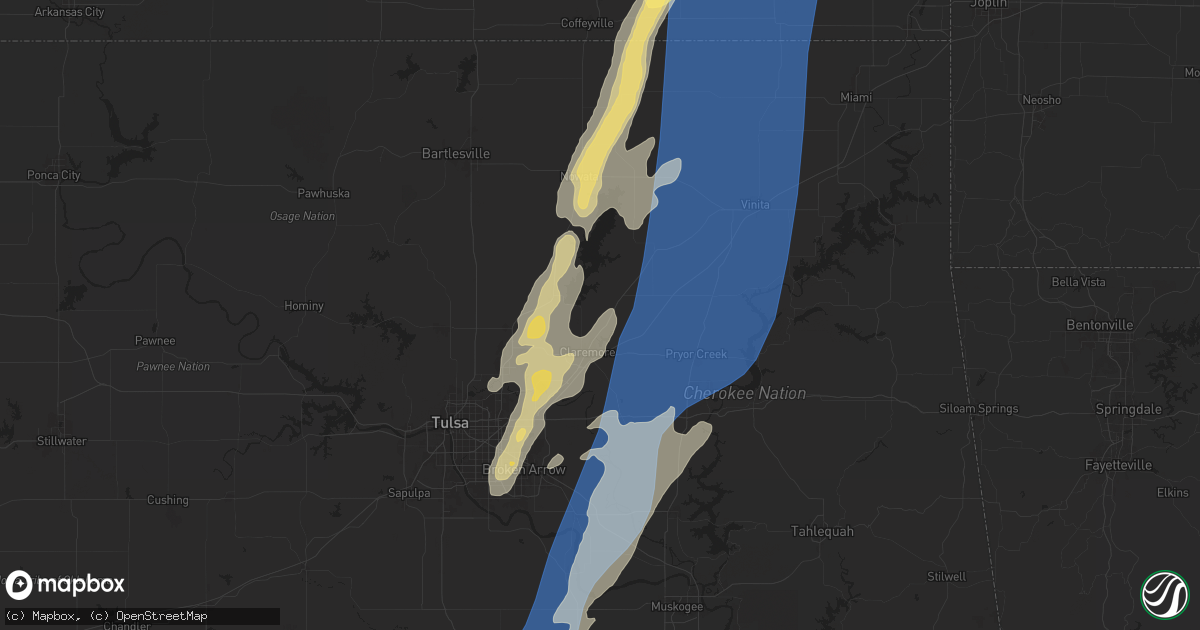 Hail map in Claremore, OK on May 19, 2025
