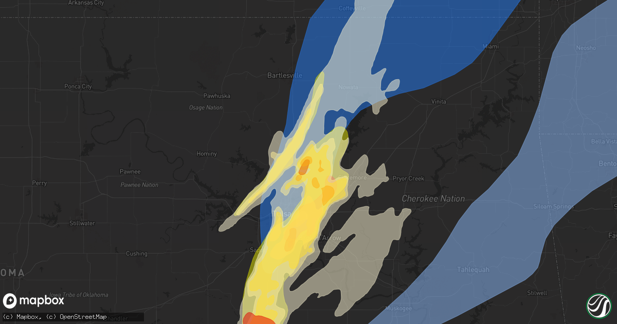 Hail map in Collinsville, OK on May 19, 2025