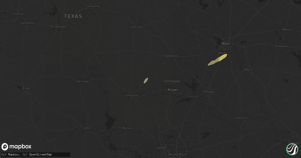 Hail map in Copperas Cove, TX on May 19, 2025