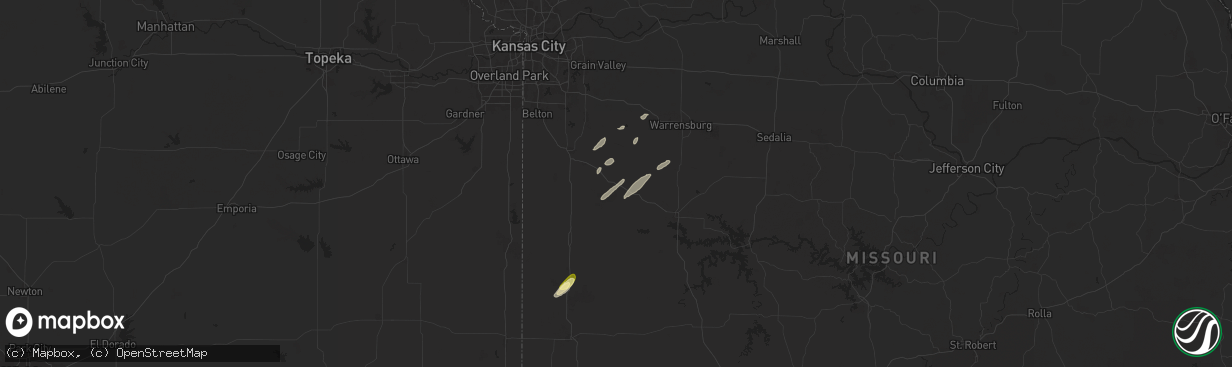 Hail map in Creighton, MO on May 19, 2025