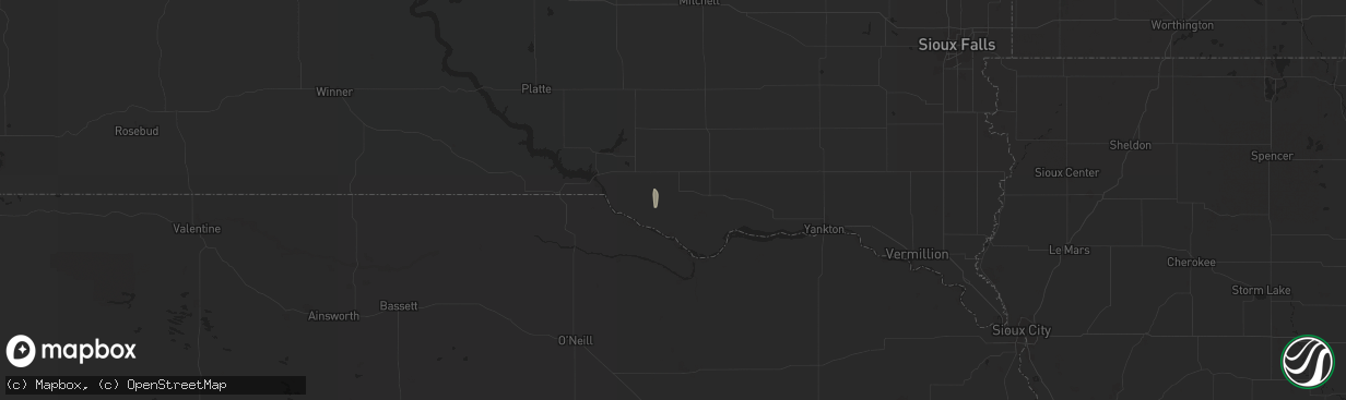 Hail map in Dante, SD on May 19, 2025