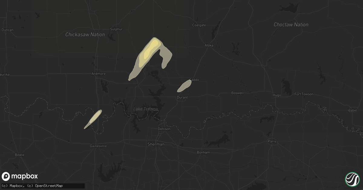 Hail map in Durant, OK on May 19, 2025