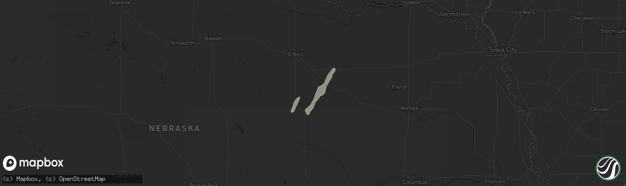 Hail map in Ewing, NE on May 19, 2025