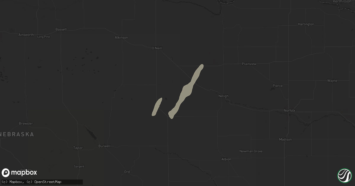 Hail map in Ewing, NE on May 19, 2025