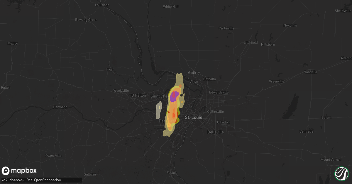 Hail map in Florissant, MO on May 19, 2025