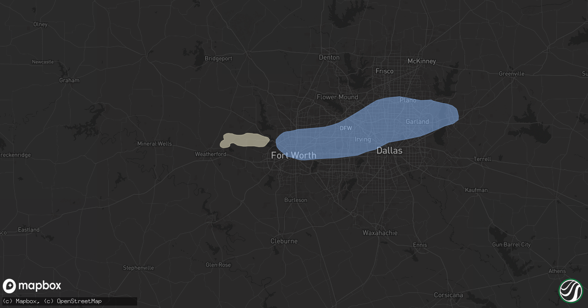 Hail map in Fort Worth, TX on May 19, 2025