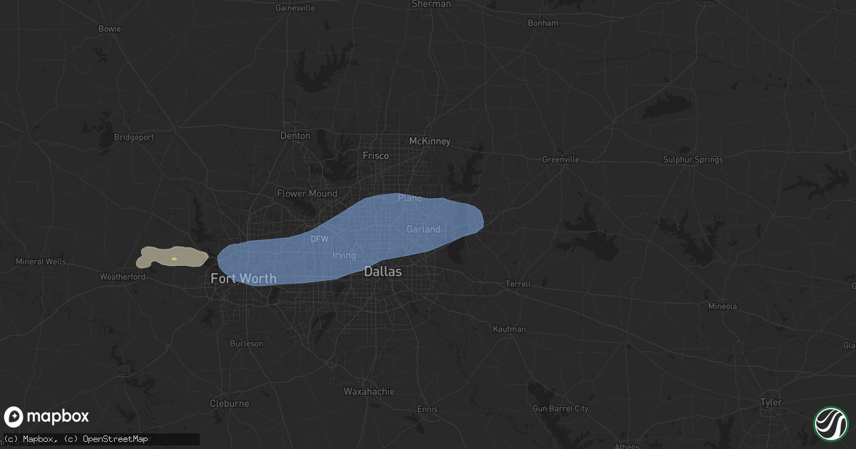Hail map in Garland, TX on May 19, 2025