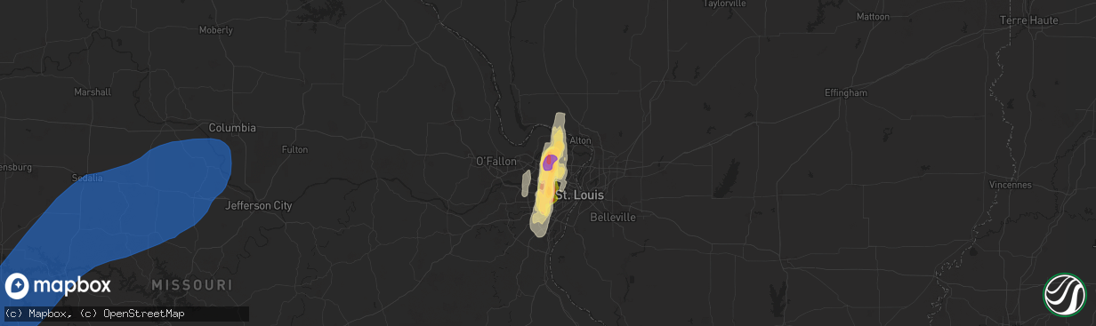 Hail map in Hazelwood, MO on May 19, 2025