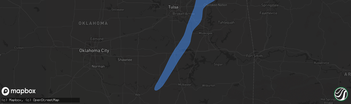 Hail map in Henryetta, OK on May 19, 2025