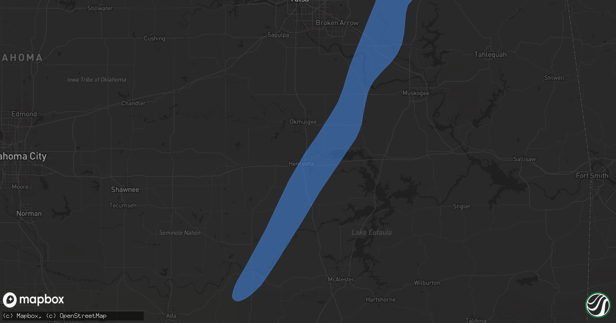 Hail map in Henryetta, OK on May 19, 2025