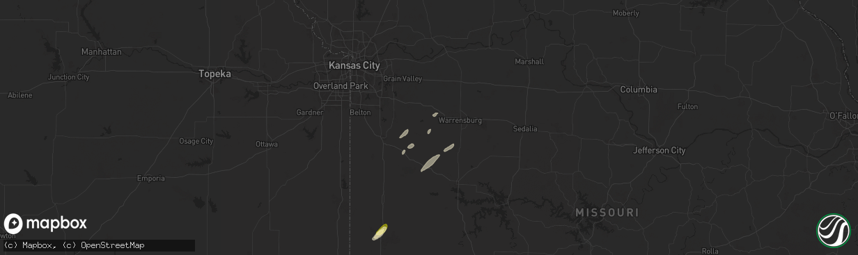 Hail map in Holden, MO on May 19, 2025