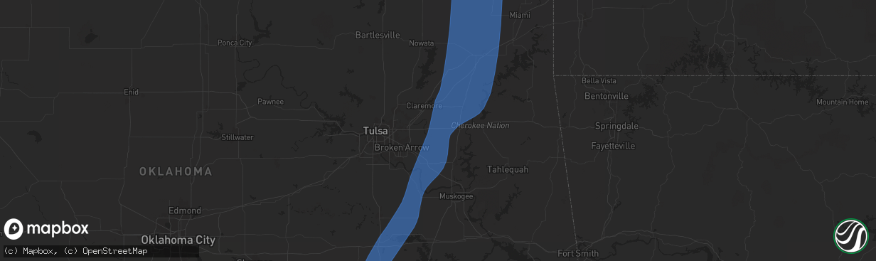 Hail map in Inola, OK on May 19, 2025