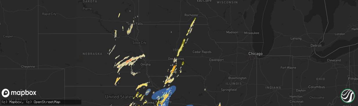 Hail map in Iowa on May 19, 2025