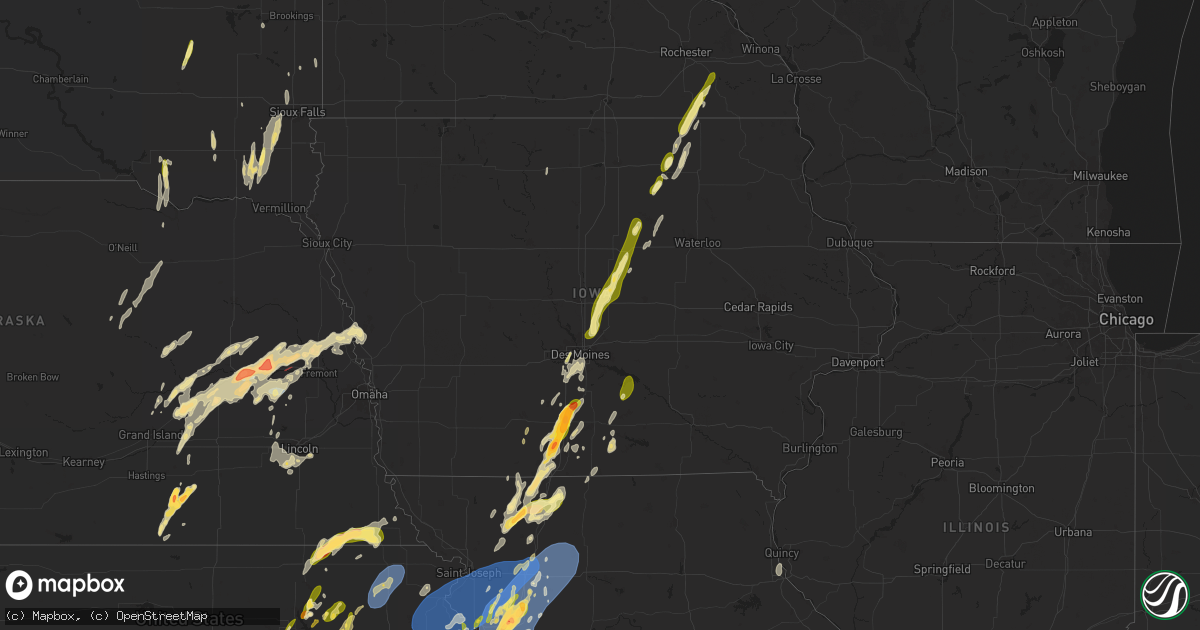 Hail map in Iowa on May 19, 2025