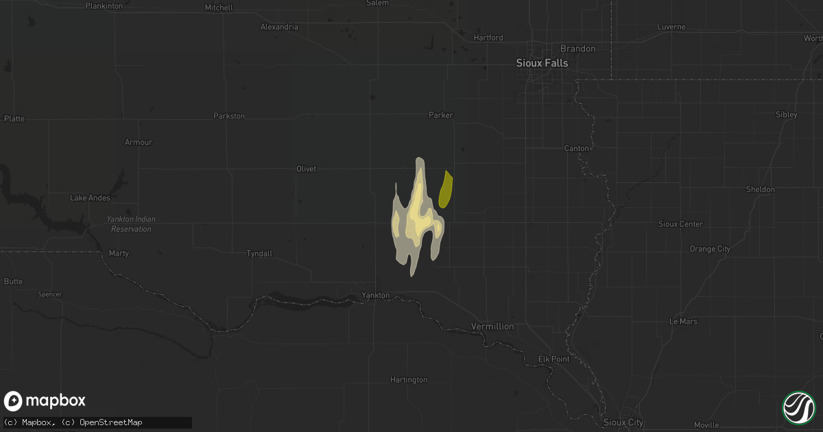 Hail map in Irene, SD on May 19, 2025