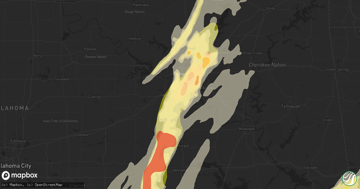Hail map in Jenks, OK on May 19, 2025