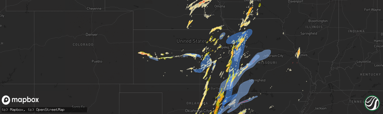Hail map in Kansas on May 19, 2025