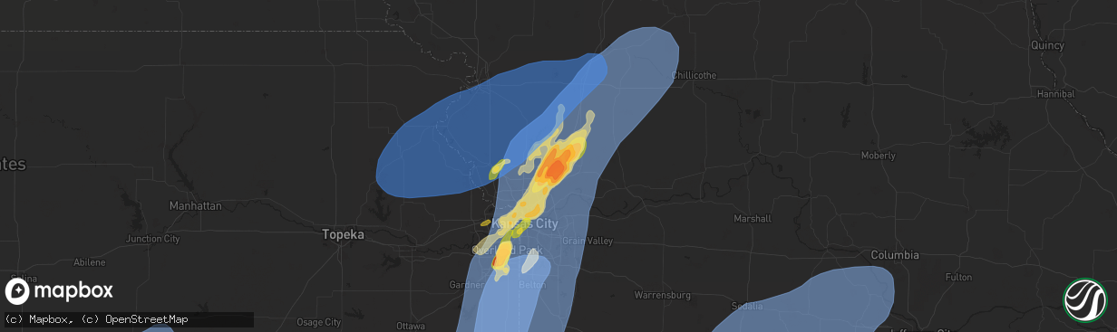 Hail map in Kearney, MO on May 19, 2025