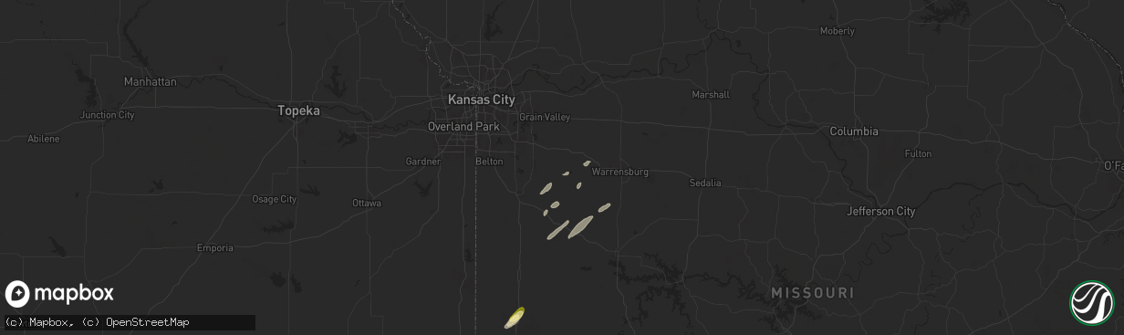 Hail map in Kingsville, MO on May 19, 2025