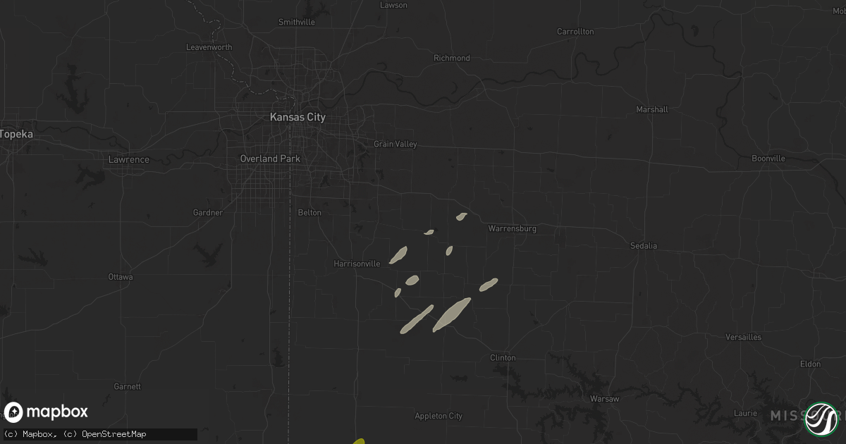 Hail map in Kingsville, MO on May 19, 2025