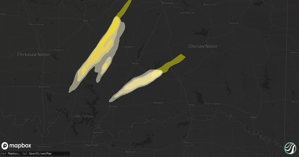 Hail map in Lane, OK on May 19, 2025