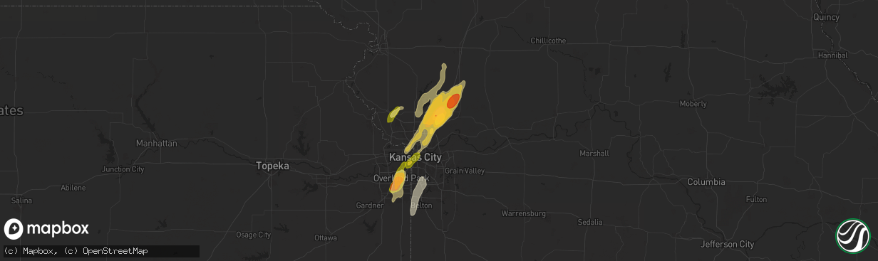 Hail map in Liberty, MO on May 19, 2025