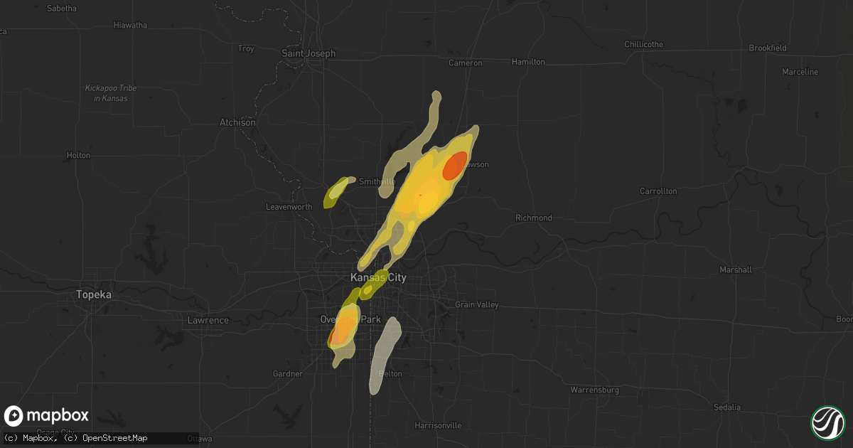 Hail map in Liberty, MO on May 19, 2025