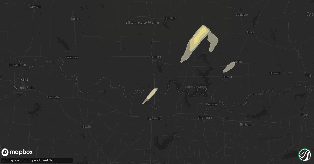Hail map in Marietta, OK on May 19, 2025