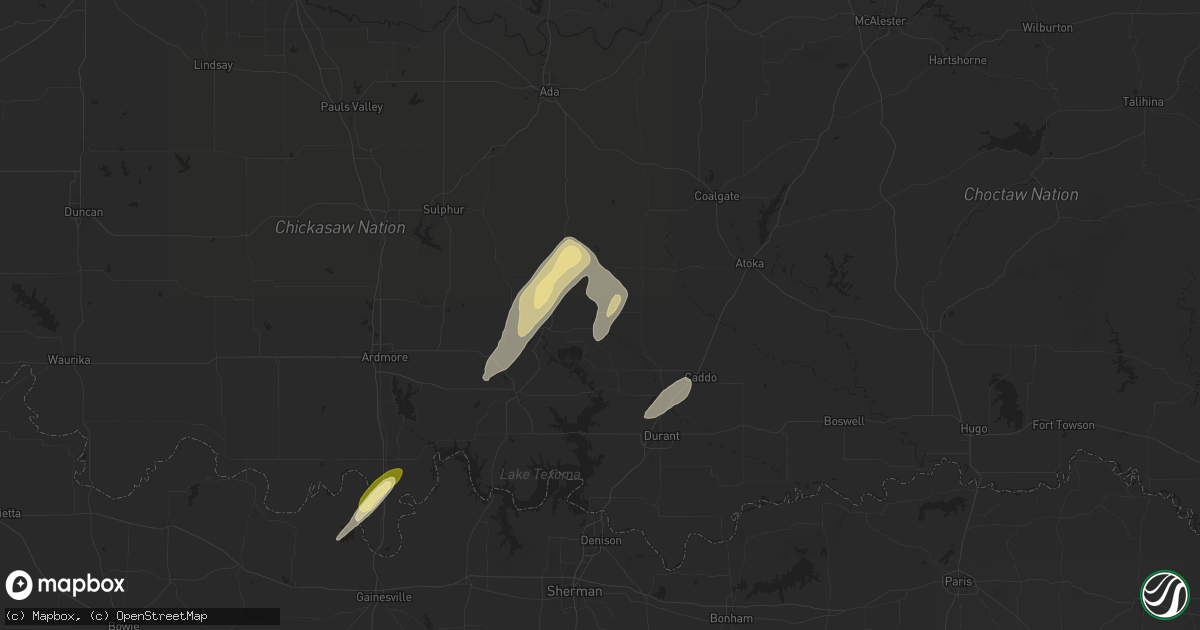 Hail map in Milburn, OK on May 19, 2025