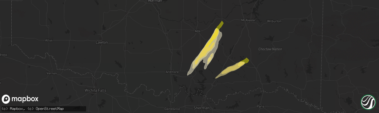 Hail map in Mill Creek, OK on May 19, 2025