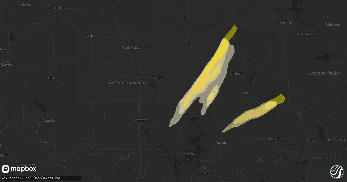 Hail map in Mill Creek, OK on May 19, 2025