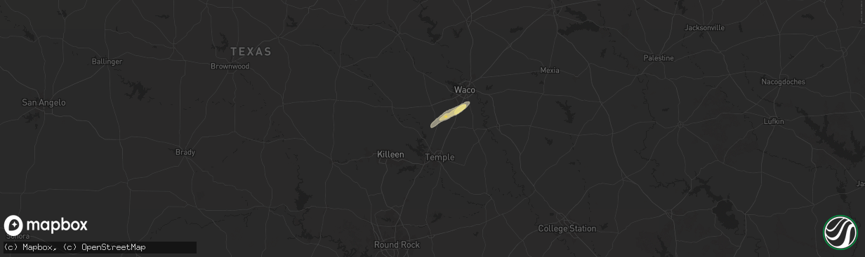 Hail map in Moody, TX on May 19, 2025