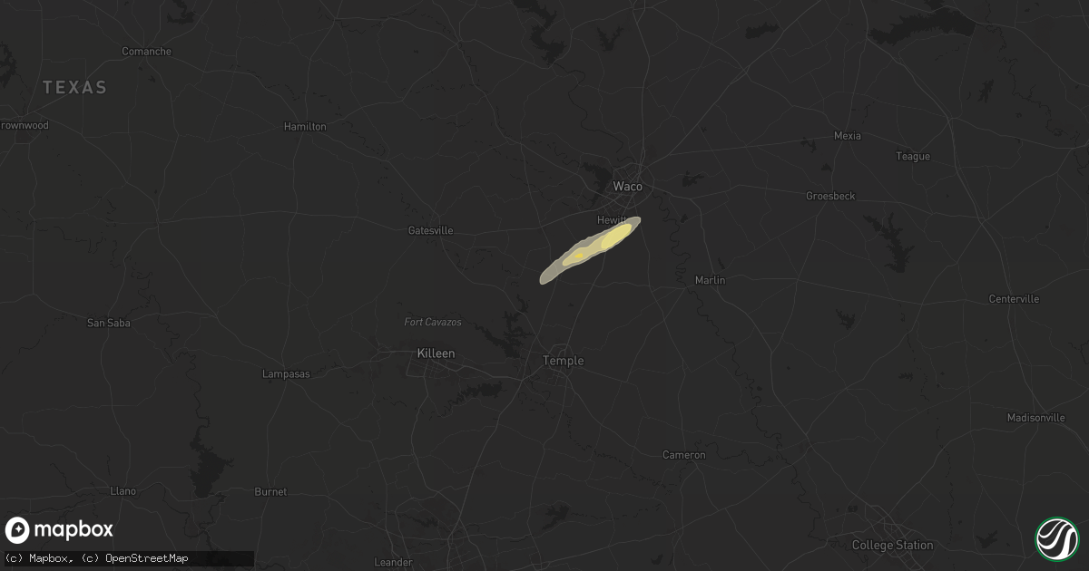 Hail map in Moody, TX on May 19, 2025