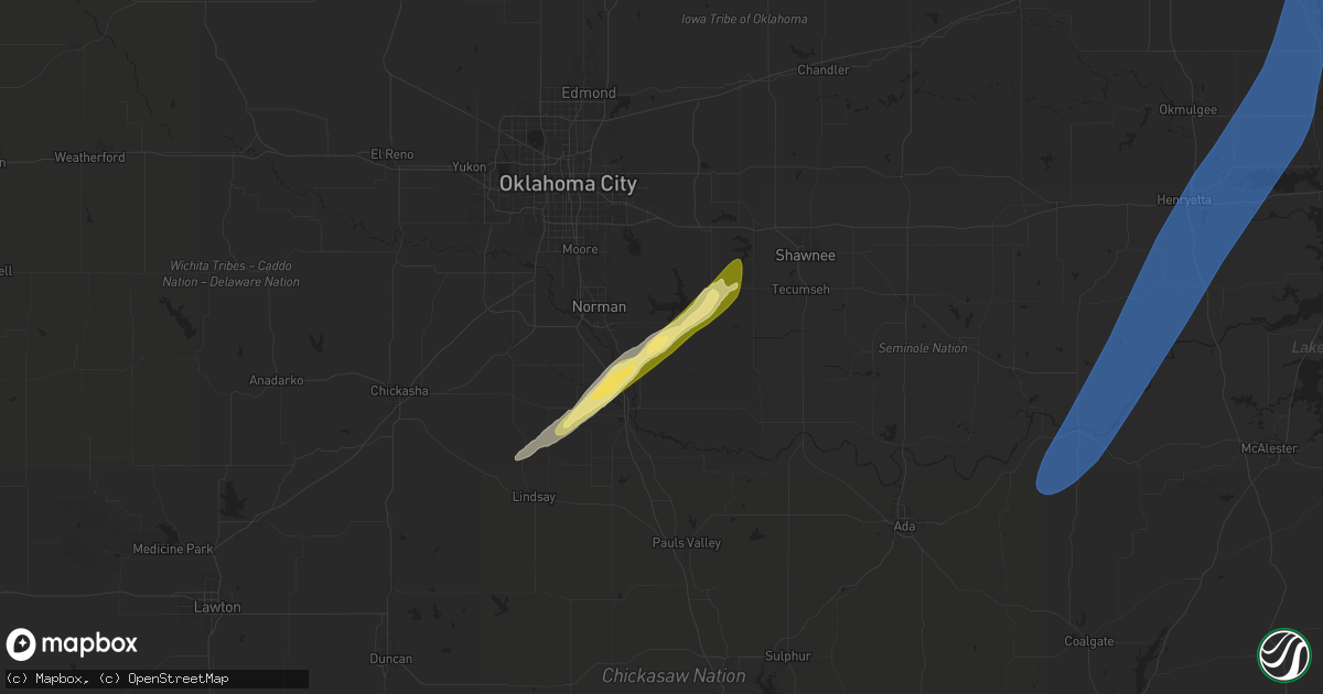 Hail map in Noble, OK on May 19, 2025